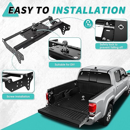 Miniatura 3 de ECOTRIC Enganche de remolque de cuello de cisne compatible con Ford F250 F350 1999-2016 Super Duty Kit completo de sistema de enganche de riel de