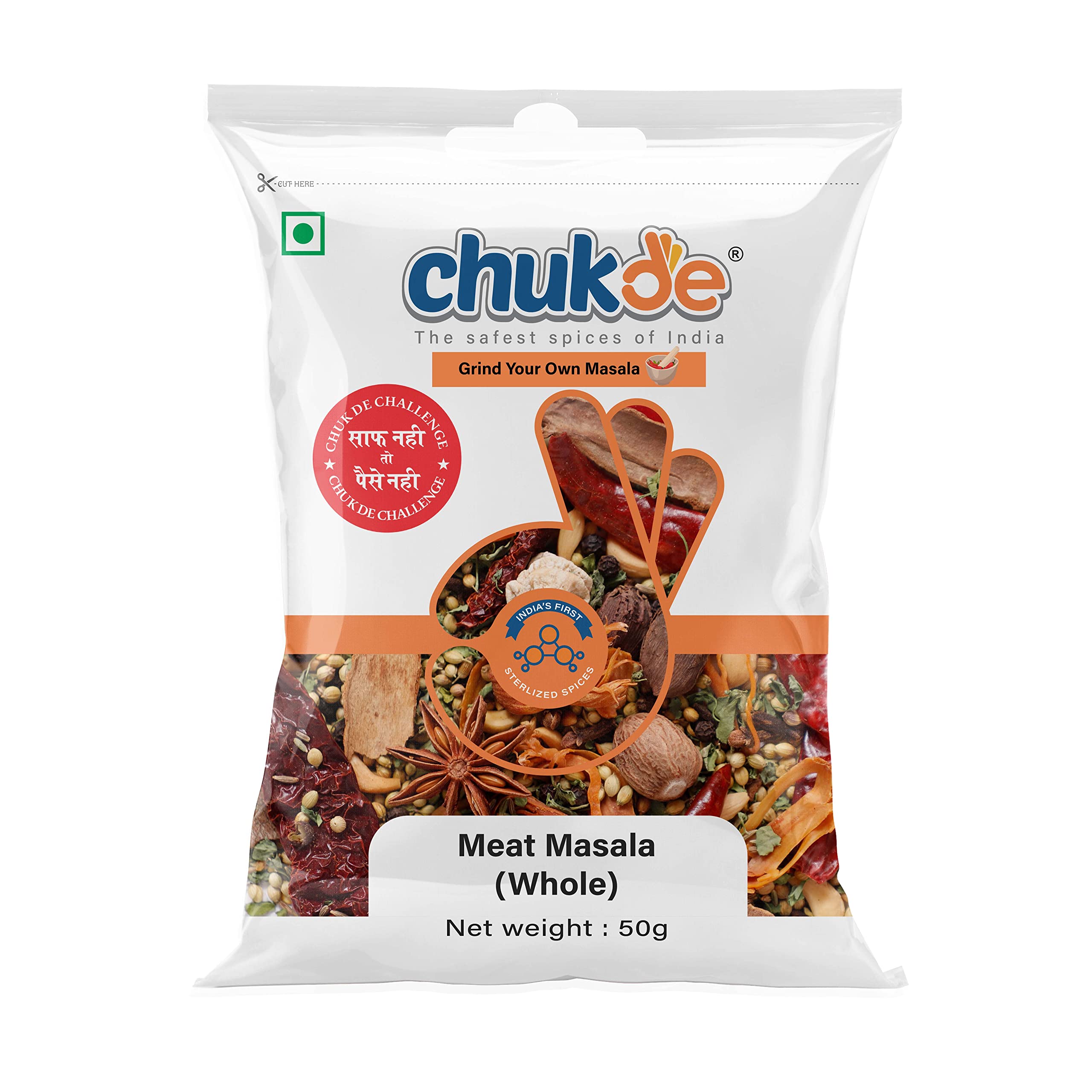 Chukde Spice Meat Masala Whole 50 Gram | Sabut Masala | Laboratory Tested and Hygienically Packed | Fssai Certified | 12 Months Shelf Life