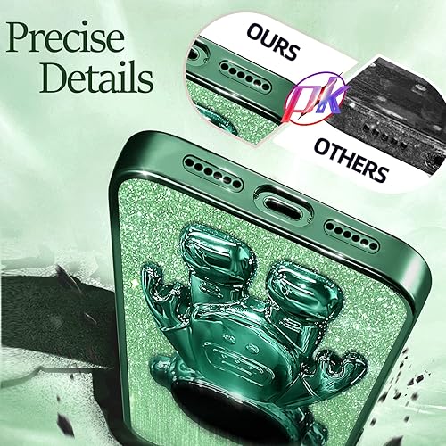 Miniatura 5 de Buleens Funda transparente para iPhone 13 con papel brillante y soporte de astronauta para iPhone 13, para mujeres y niñas, color negro