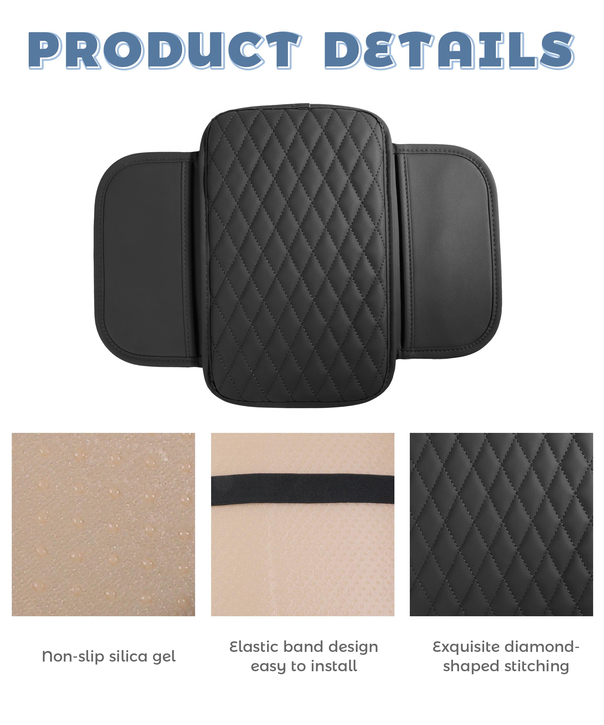 Microfiber Leather Center Console Cover Car Accessories Car Center Console Pad Microfiber Leather Armrest Cover Cushion with 2 — view 4