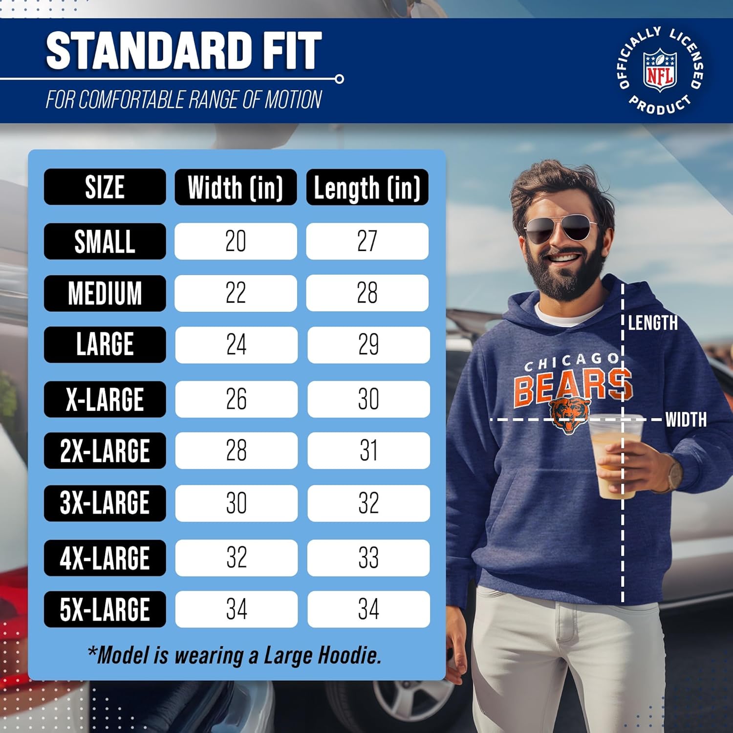 Team Fan Apparel NFL Adult Unisex Starting Fresh Ultra Soft Fleece Hooded Sweatshirt, Heathered Football Hoodie - Image 6