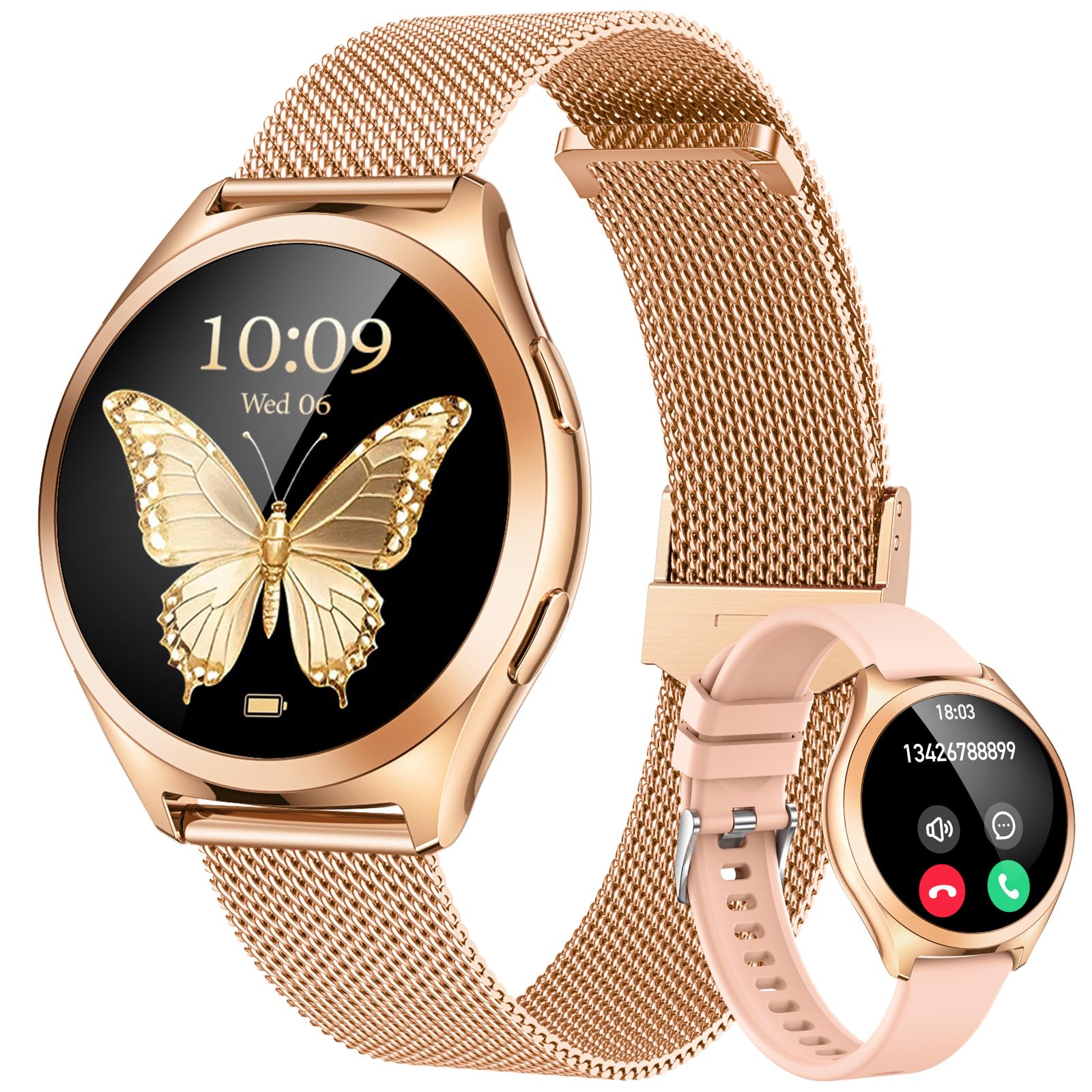 Smartwatch Donna con Effettua Orologio Chiamate: 1.27" Smart watch con Bluetooth 5.2 Contapassi Sonno 100+ Modalità Sportivo Fitness Tracker IP68 Impermeabile Contapassi Polso Compatibile Android iOS