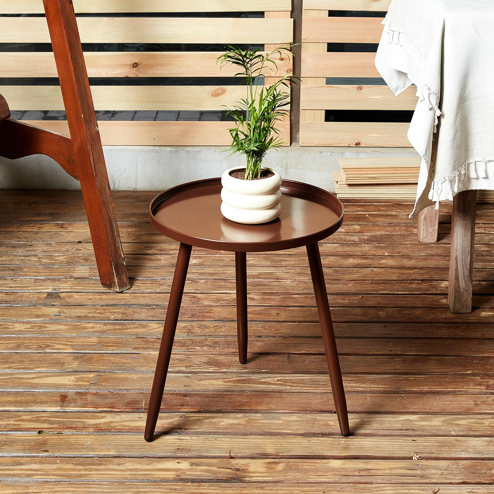 End/Side Tables Small Round Accent Table, Metal Bronze