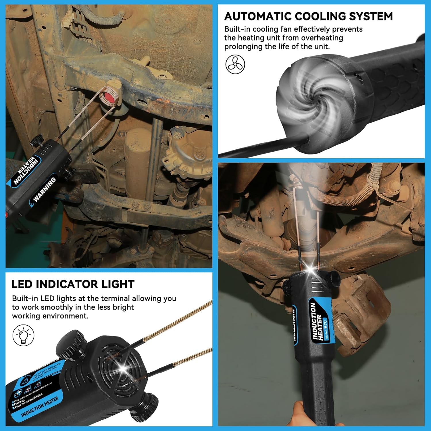 Induction Heater Bolt Removal, 1200W Induction Bolt Heater Tool with 8 Coils, Heat Stripped Bolt Remove for Rusted Nuts, Screws (Blue)