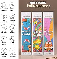 Vista 4 de Folkulture Varillas de incienso (120 varillas) Juego de 6 incienso prémium con el mejor olor para limpiar la energía negativa Sin carbón