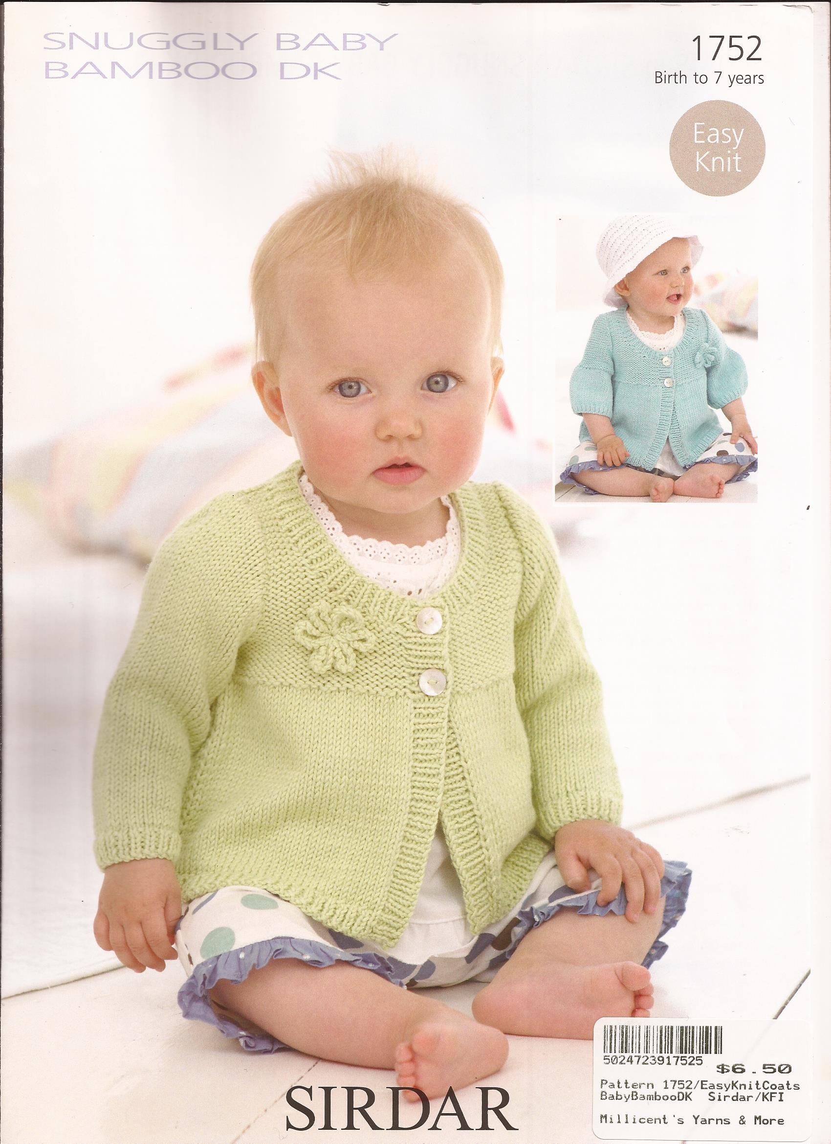 Sirdar Snuggly Baby DK  Knitting Pattern - 1752 Cardigans (2 Designs)
