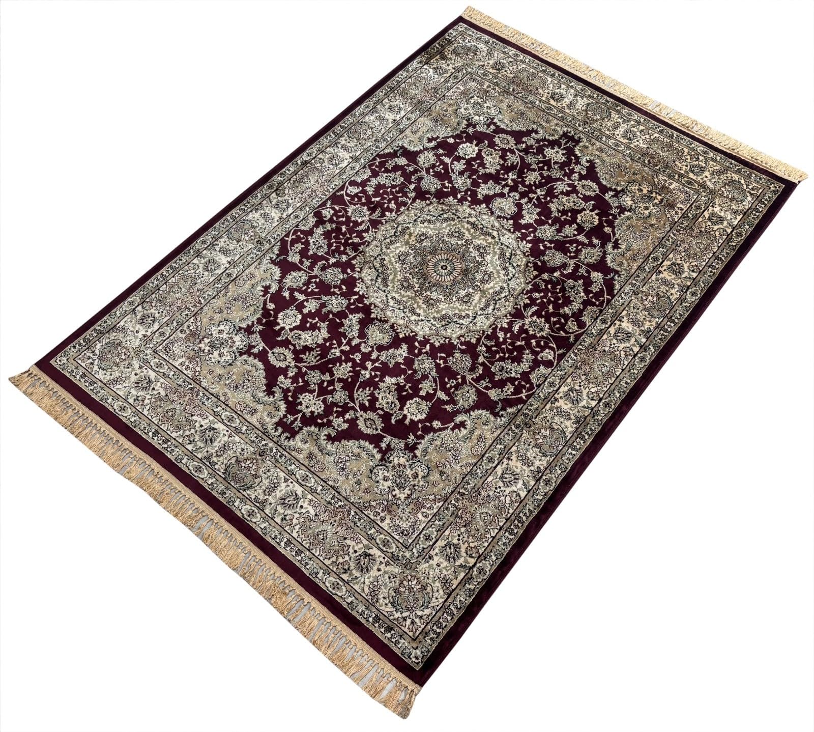 Kashmir Design - Tappeto orientale 150 x 210 cm, in viscosa lucida, marrone castagno M67M