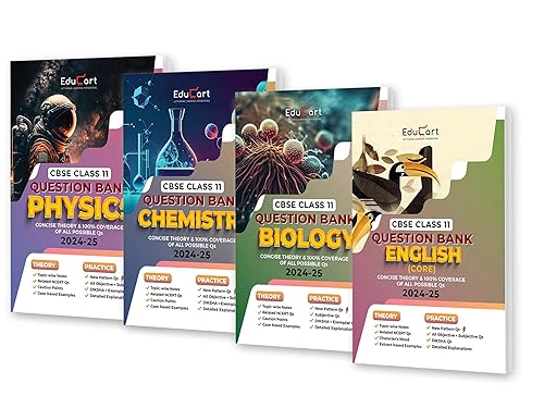 Educart CBSE Class 11 Question Bank PHYSICS, CHEMISTRY, BIOLOGY &amp; ENGLISH 2024-25 Bundle (Set of 4 Books) For 2025 Board Exams