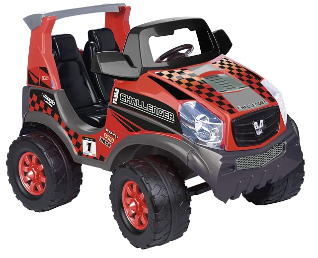 Foto 3 de 8 de FEBER - Challenger 12 V Coche, Coche de 2 Plazas Deportivo, Color Rojo, Alcanza 5,3km/h, Incluye Batería…