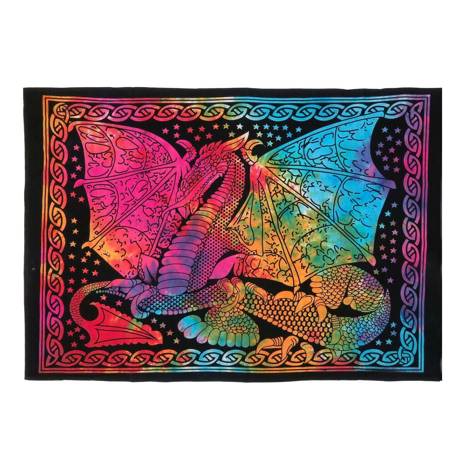 Arazzo Fantasy Con Draghi Viola 90x70 Cm | Decorazione Da Parete Per Camera Da Letto E Soggiorno