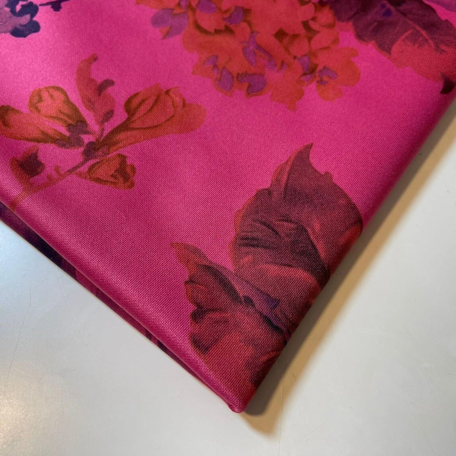 Plain Scuba/Crepe Jersey Stretch Spandex Dress Fabric Material 58" Wide (Hot Pink Floral), Meter - Image 3