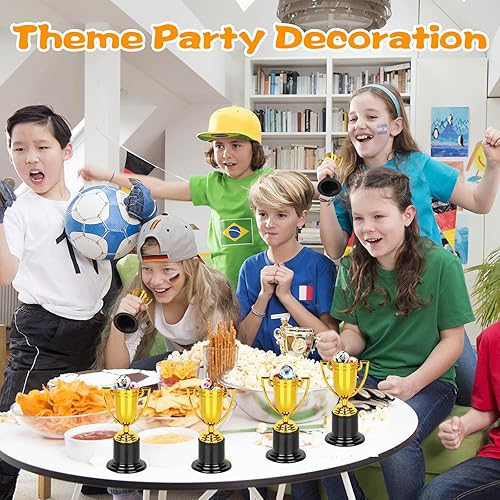 Miniatura 6 de WINKIO Mini trofeos, premio trofeo de oro, trofeos de plástico para niños, copas de trofeo de 4 pulgadas, trofeos de premio para recuerdos