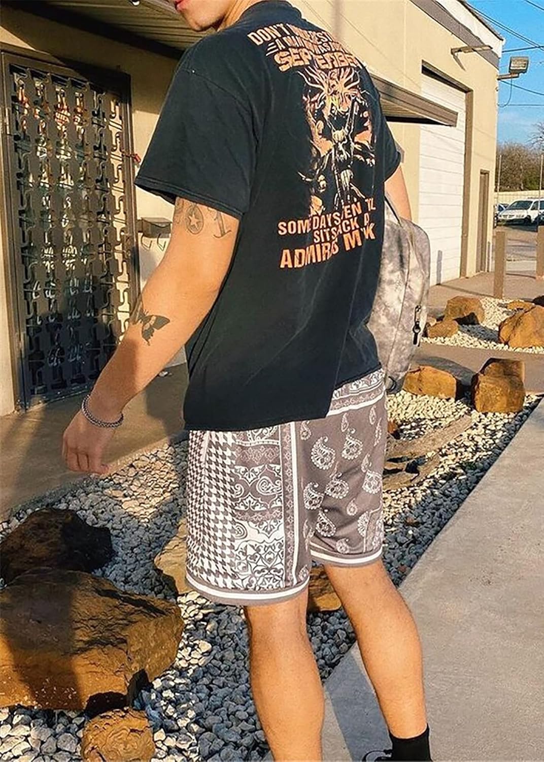 MECH-ENG Men's Paisley Shorts Mesh Graphic Bandana Print Boho Summer Beach Lightweight Drawstring Shorts - Image 3