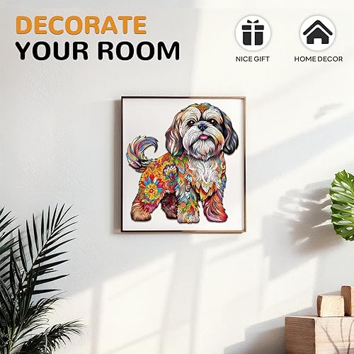 Miniatura 5 de Rompecabezas de madera para adultos, rompecabezas de madera con forma de perro Shih Tzu, rompecabezas de madera Lhasa Apso de forma única, el mejor