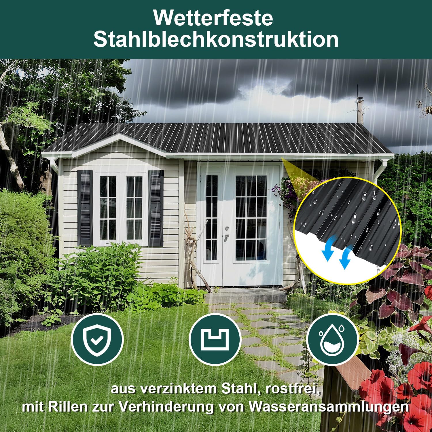 Trapezblech Dachplatten 24 Stück, 129 × 46 cm Dachblech Set aus verzinktem Stahl, ca. 14 m², Wellblech Profilblech für Gartenhaus, Carport, Schuppen, Wandverkleidung, Anthrazit