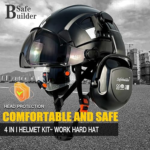 Miniatura 2 de Casco de Seguridad Industrial con Visera Orejeras Casco Duro con Visera Cascos Duros Ventilados Trabajo de Construcción Protección para la Cabeza