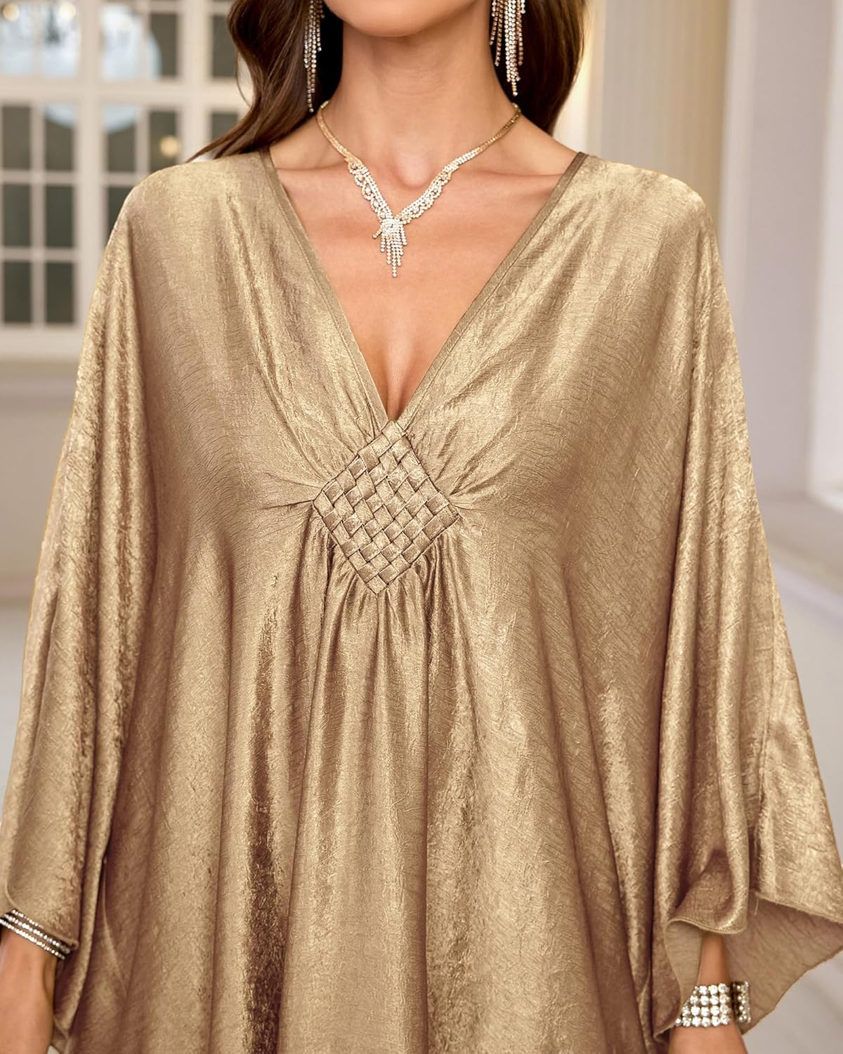 Bsubseach Women White Kaftan Dress Batwing Sleeve Plus Size Swimsuit Cover Up Maxi Caftan Dresses