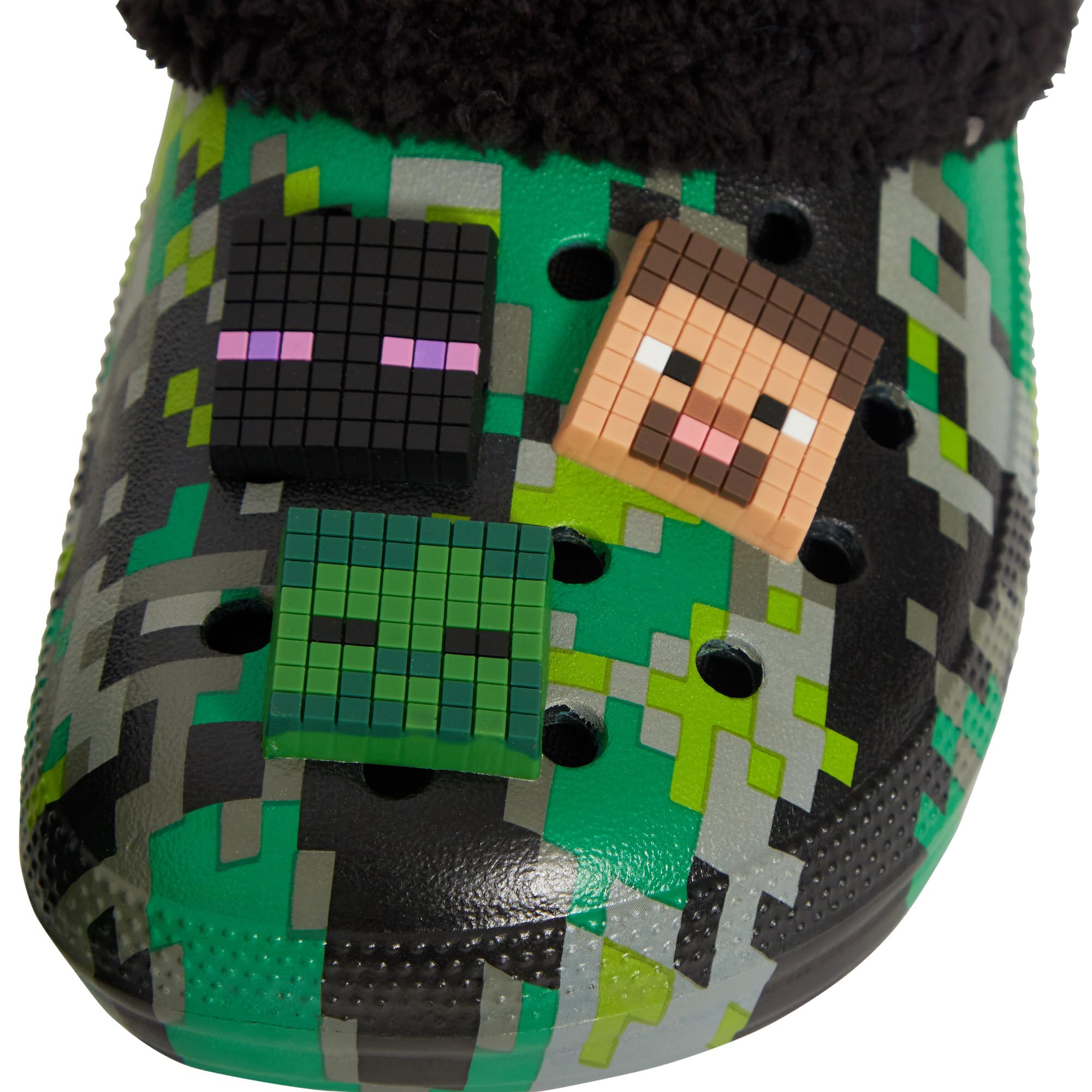 Minecraft Zuecos con forro polar de piel extraíble + 6 dijes de personajes para todas las estaciones