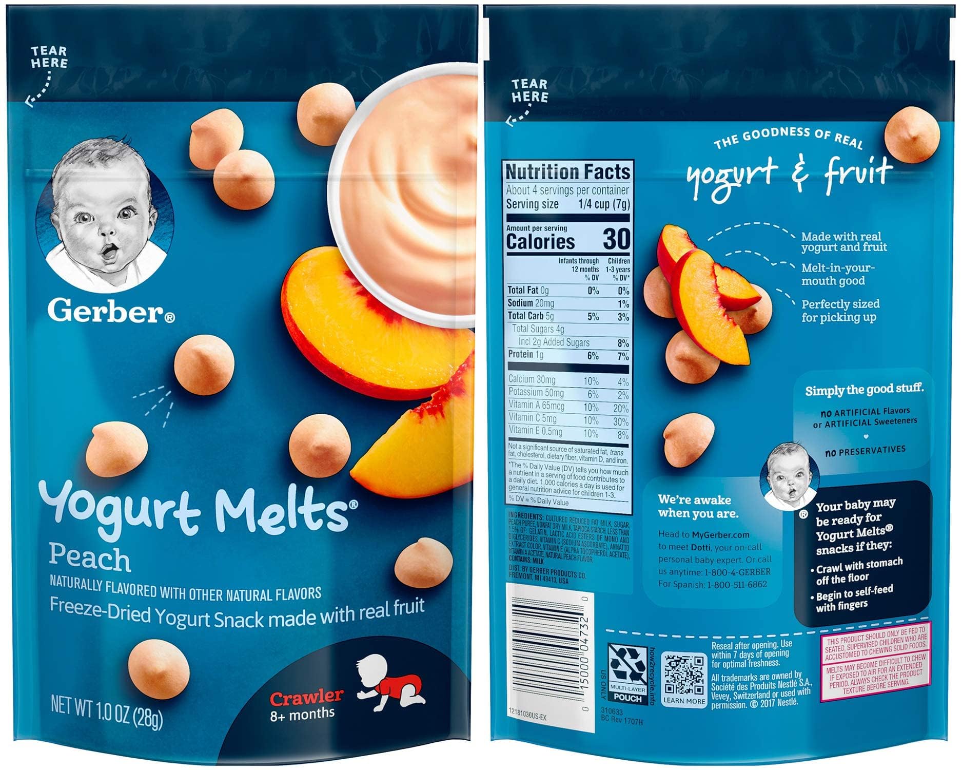 Gerber Organic Baby Yogurt Melts Variety Pack Happy Fruit Sampler A Delightful Snack for Crawlers and Teethers – Featuring Organic Formula – For Healthy Growth (Pack of 4)