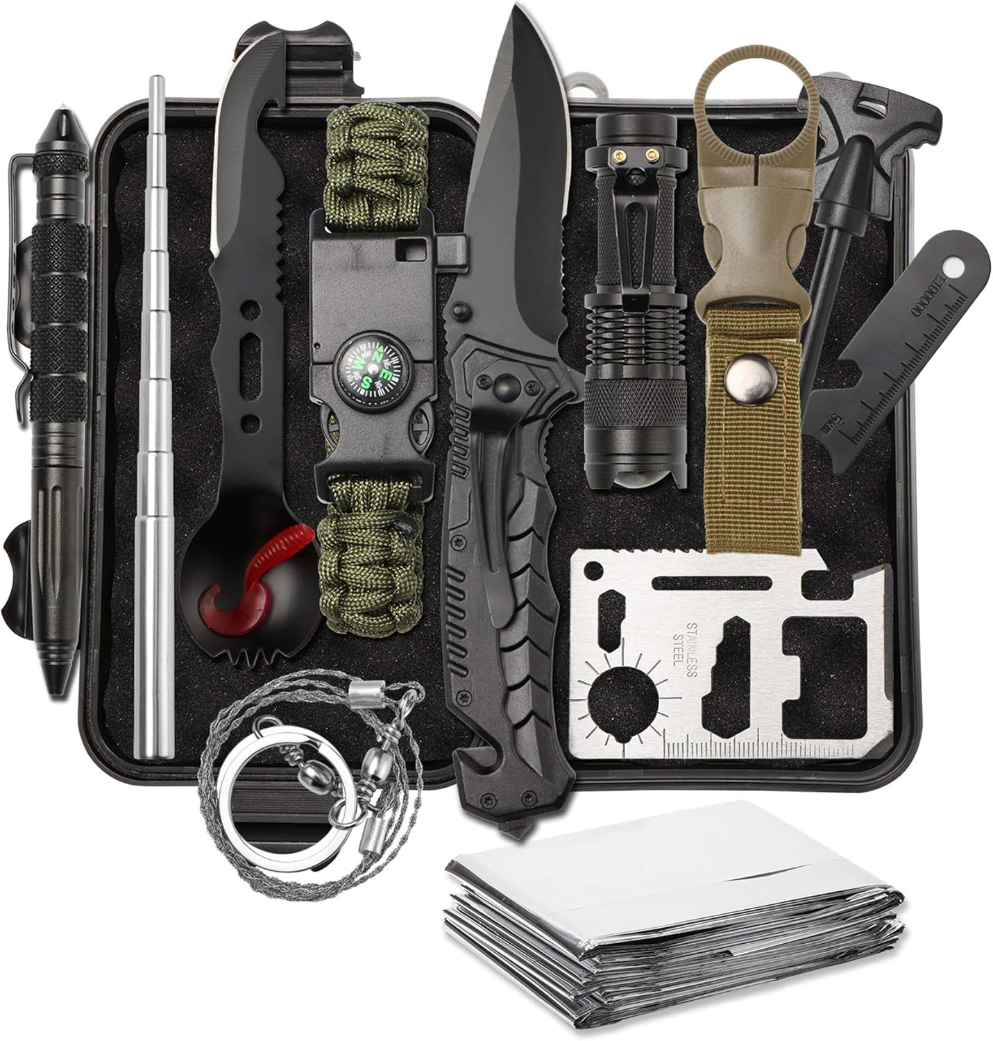 YBLANDEG Gifts for Men Dad Husband Boyfriend Christmas Fathers Day,Survival gear and equipment 13 in 1,Emergency Survival Tools Kit Camping Hiking Outdoors,Military Tactical Survival Defense Tools Set