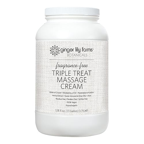 Ginger Lily Farms Botanicals Triple Treat Crema de masaje para cuerpo hidratante calmante e hipoalergénica con capacidad de trabajo superior 100