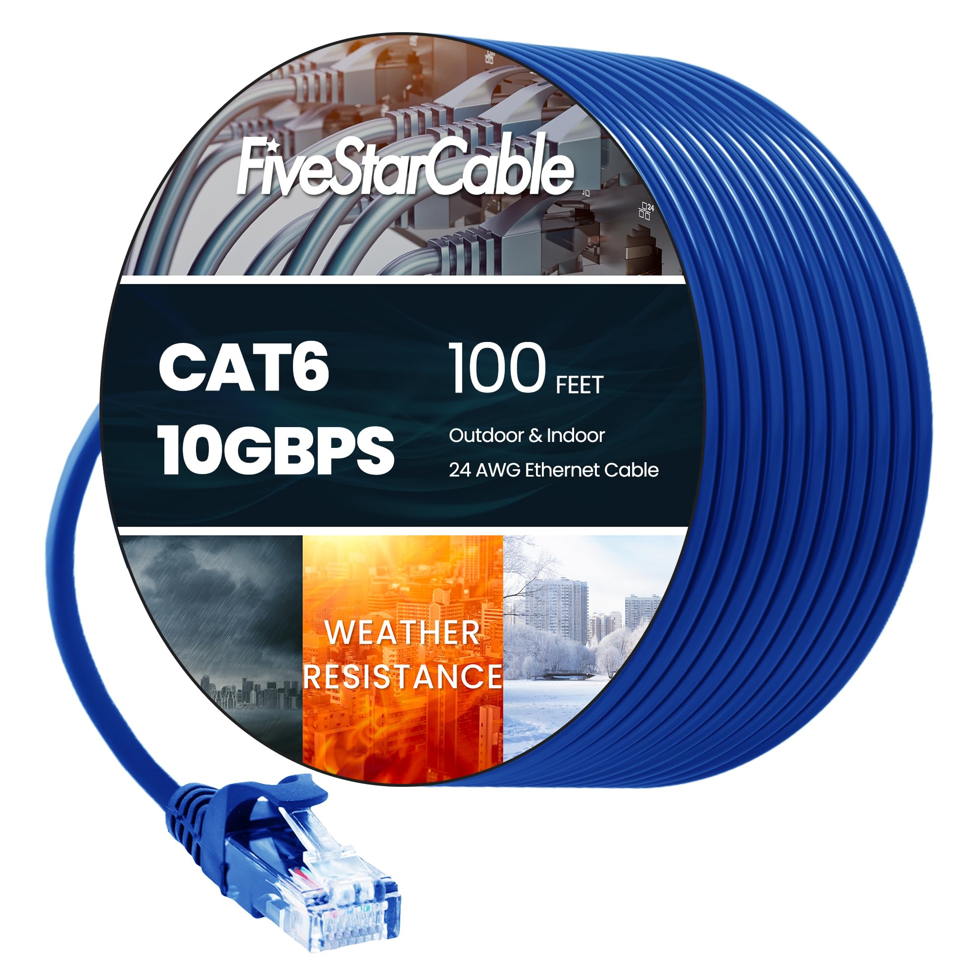 Câble Ethernet Cat6 bleu plat LAN avec connecteurs RJ45