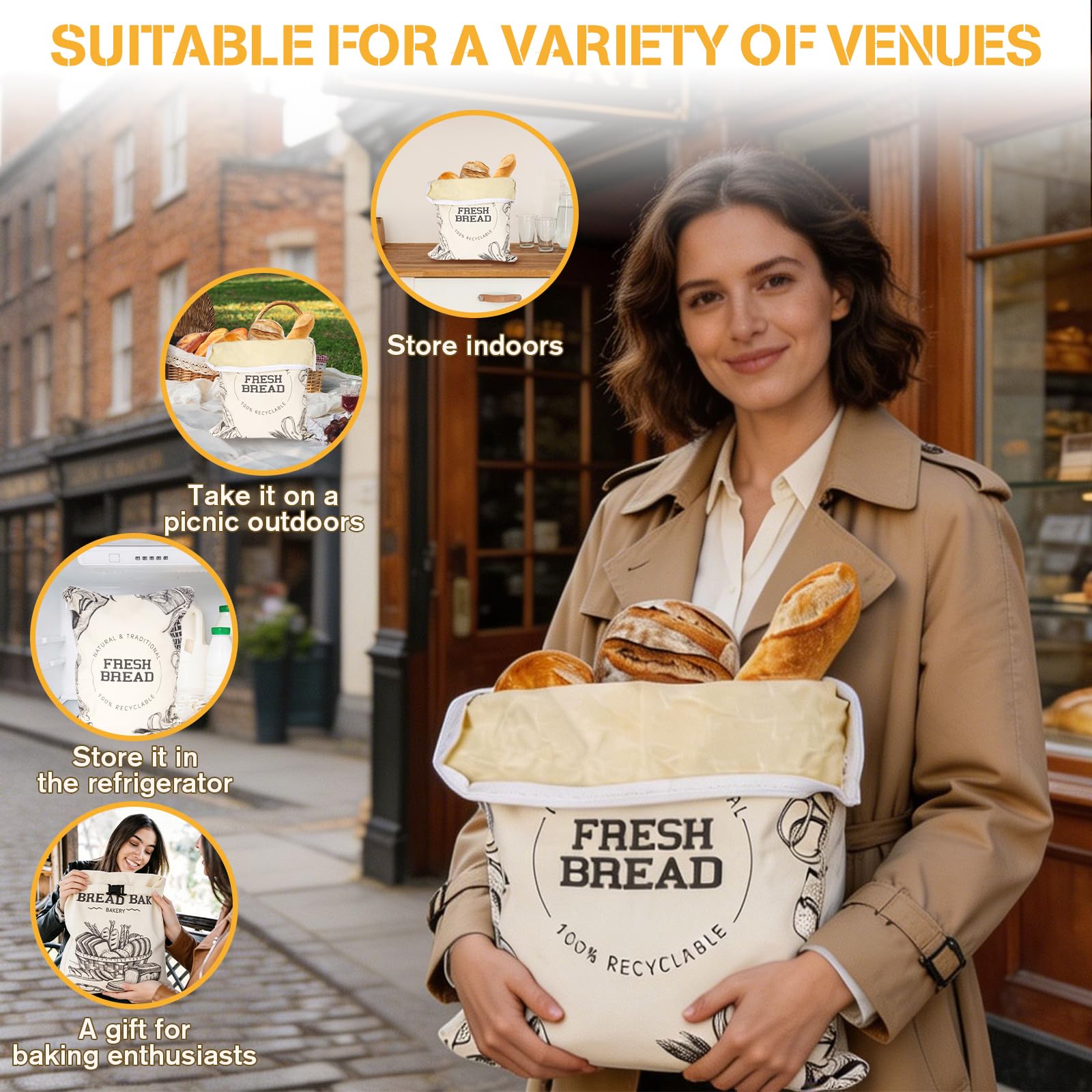 2 bolsas de pan, bolsas de pan reutilizables de cera de abejas, bolsas de lino para masa madre, bolsas de algodón con revestimiento de cera de abeja natural para pan, frutas y verduras (1)