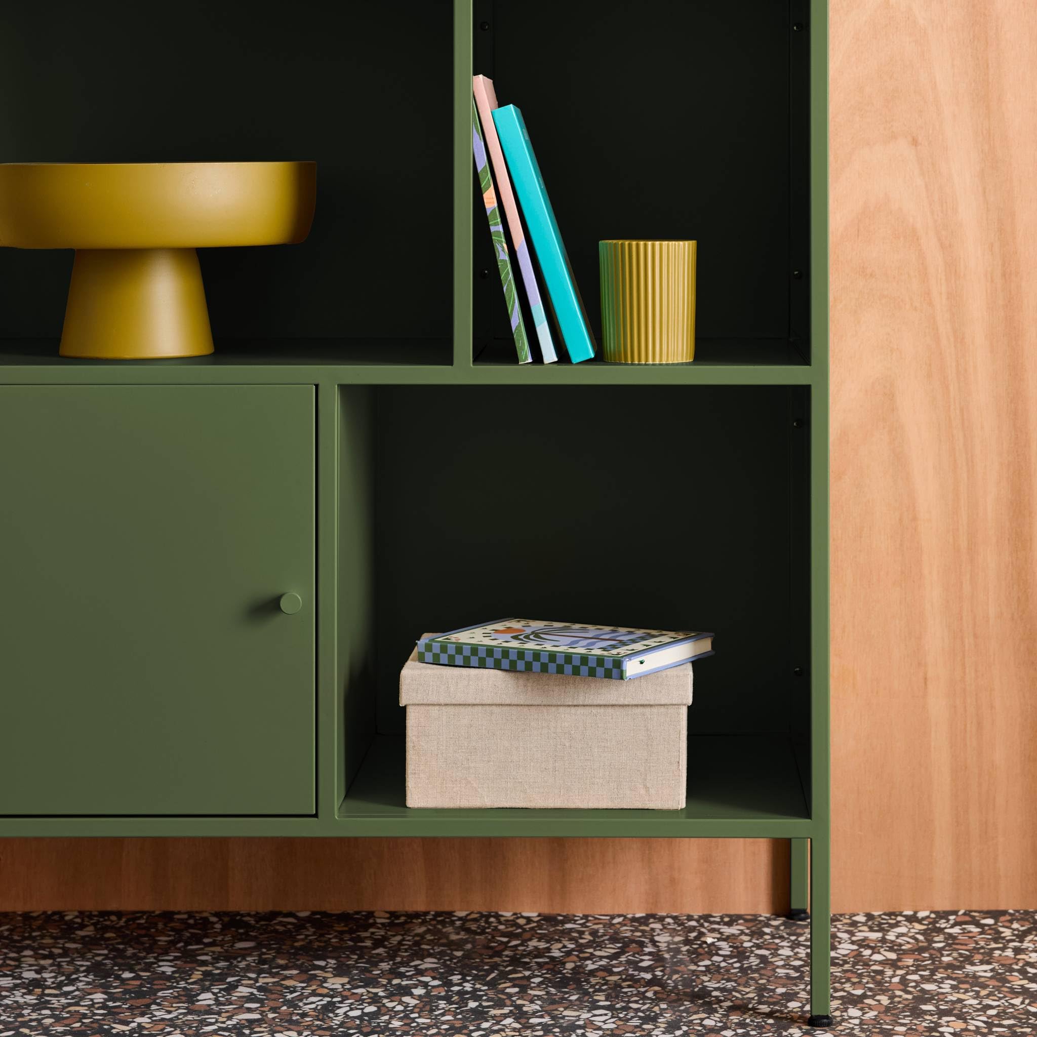 Alice's Garden sweeek - Buffet. Meuble de Rangement Industriel métal Vert 6 Compartiments. L 80 x P 35 x H 125cm - Oklahoma