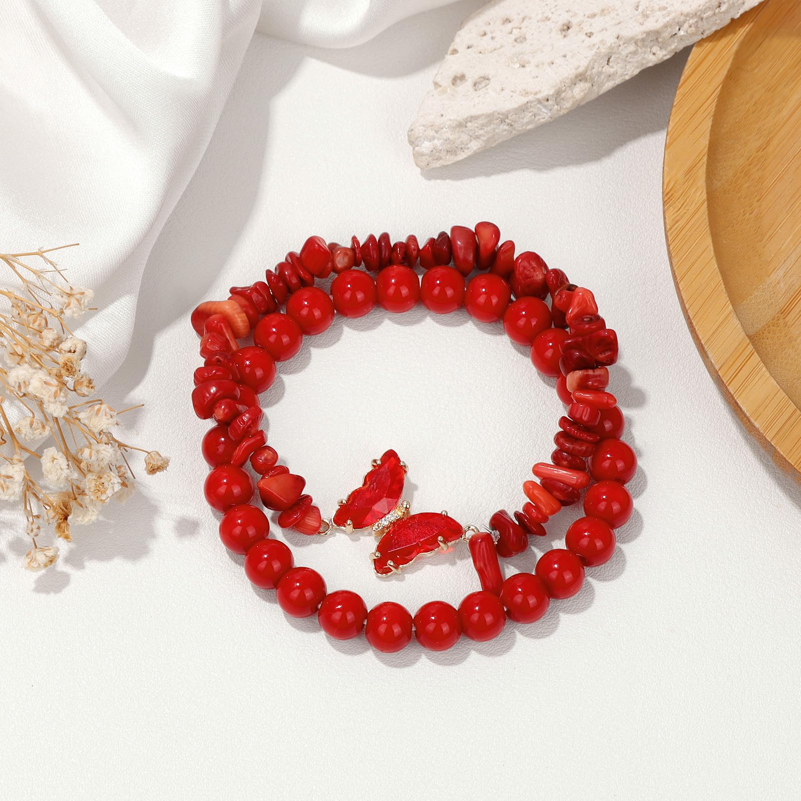 Pulsera de Amatista para Mujer, Pulseras de Amatista con Cuentas y dijes de Mariposa, Pulseras de Piedras en Capas para Mujer.