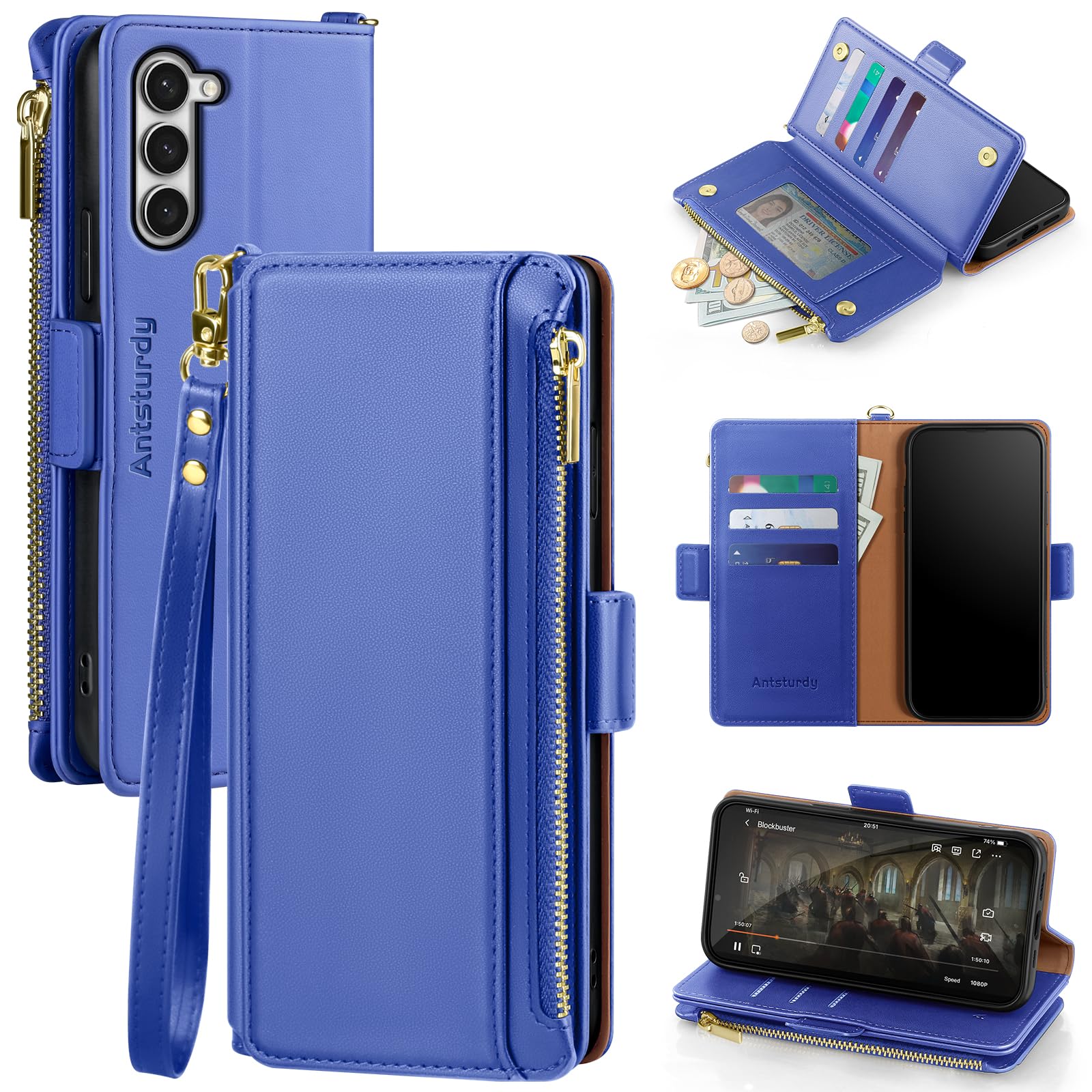 Antsturdy Compatible with Samsung Galaxy S23+/S23 Plus case Wallet with Card Holder for Women Men Phone case RFID Blocking PU Leather Flip Cover with