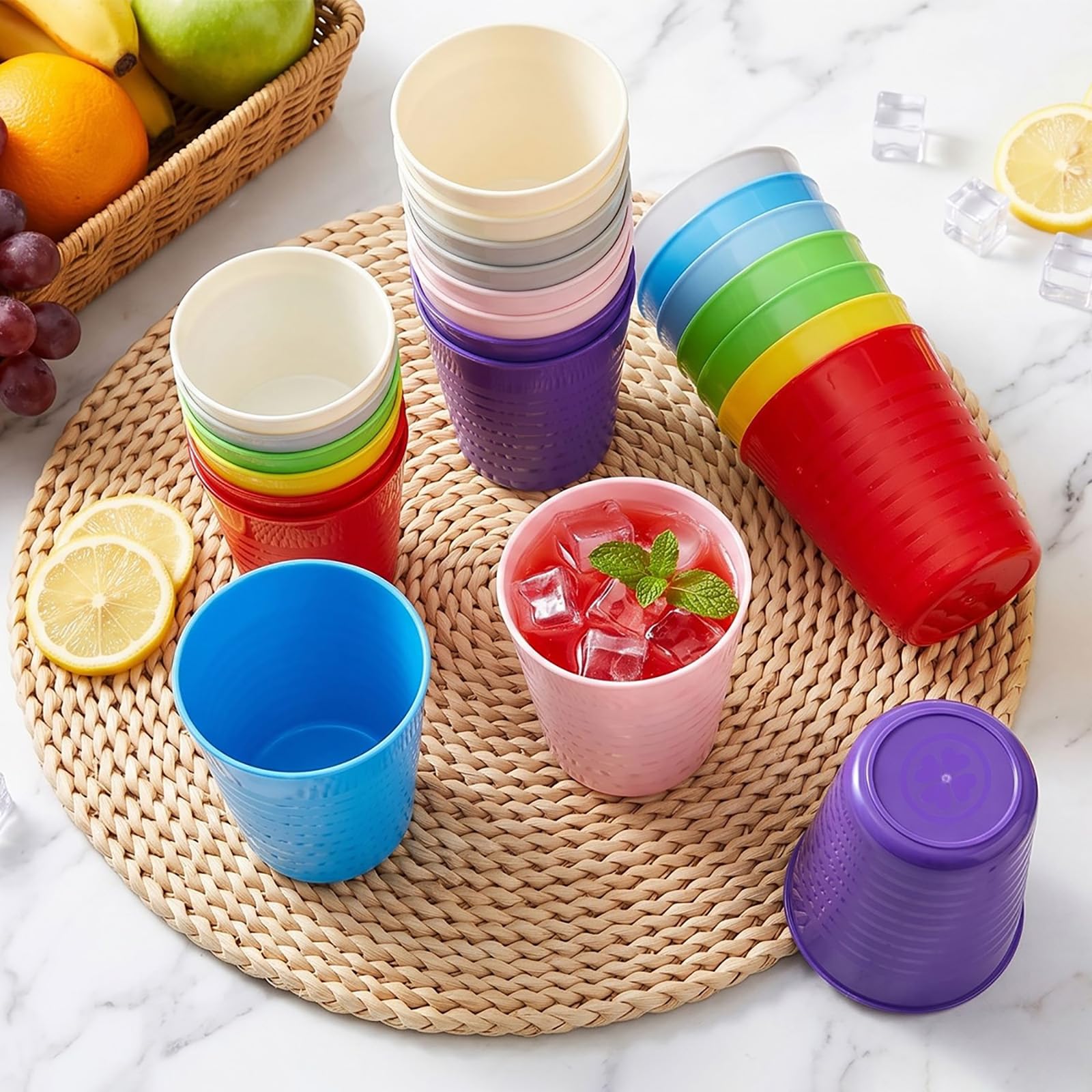 Amazon.com: Frcctre 24 Pack Plastic Kids Cups, 8 Oz Small Unbreakable Plastic  Kids Tumblers Reusable Children Drinking Cup Juice Tumblers BPA-Free Cup :  Baby