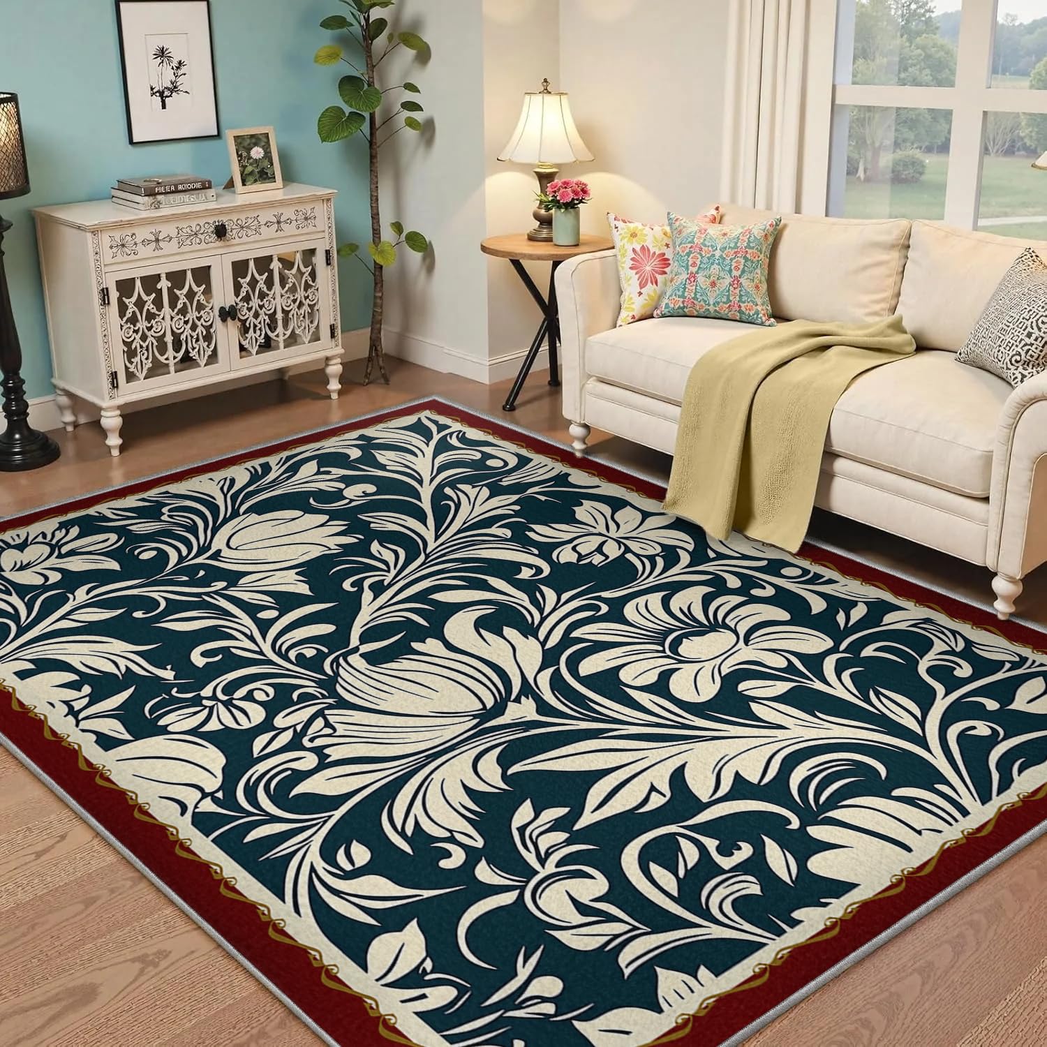 Tapis de terrasse douillet antistatique 80x150cm lavable floral