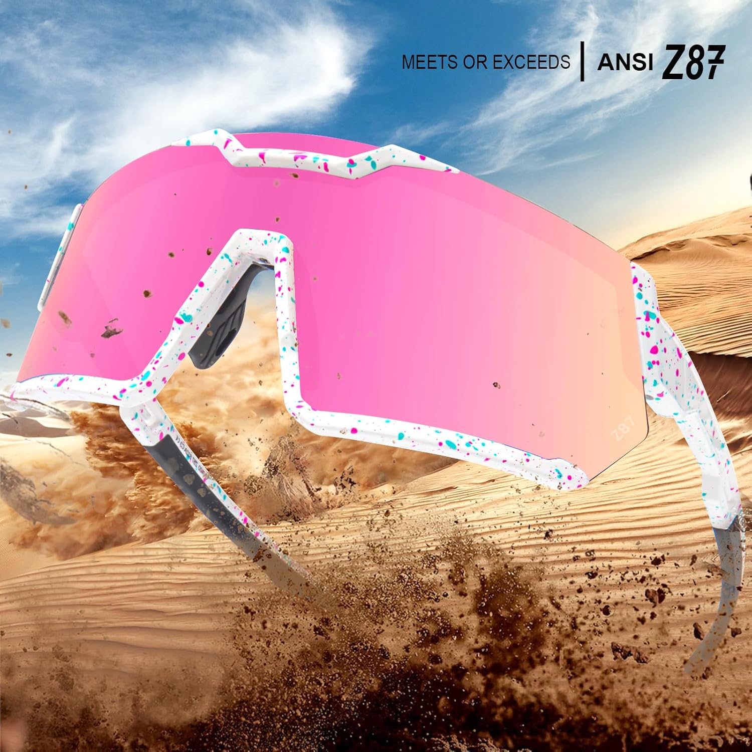 Z87 Safety Sports Sunglasses for Men Women for Running Cycling ANSI Z87 TR90 Frame UV400 Protection - Image 3