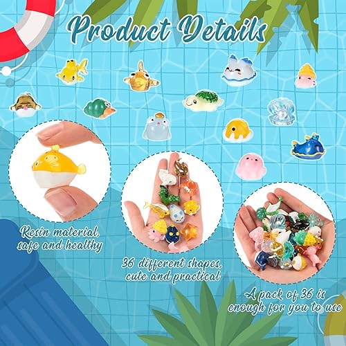 Miniatura 3 de Qunclay 72 piezas de mini figuras de animales marinos de resina oceánica, animales marinos a granel, criaturas de plástico en miniatura para