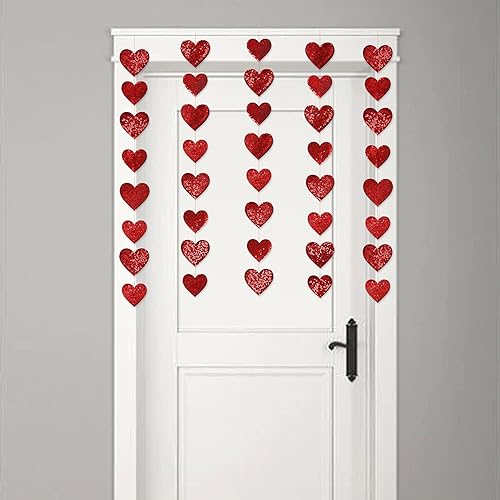 Miniatura 5 de Decoración de corazón rojo de doble cara, tela de lentejuelas en 3D, arte de pared para colgar en la pared, guirnalda de corazón para guardería,