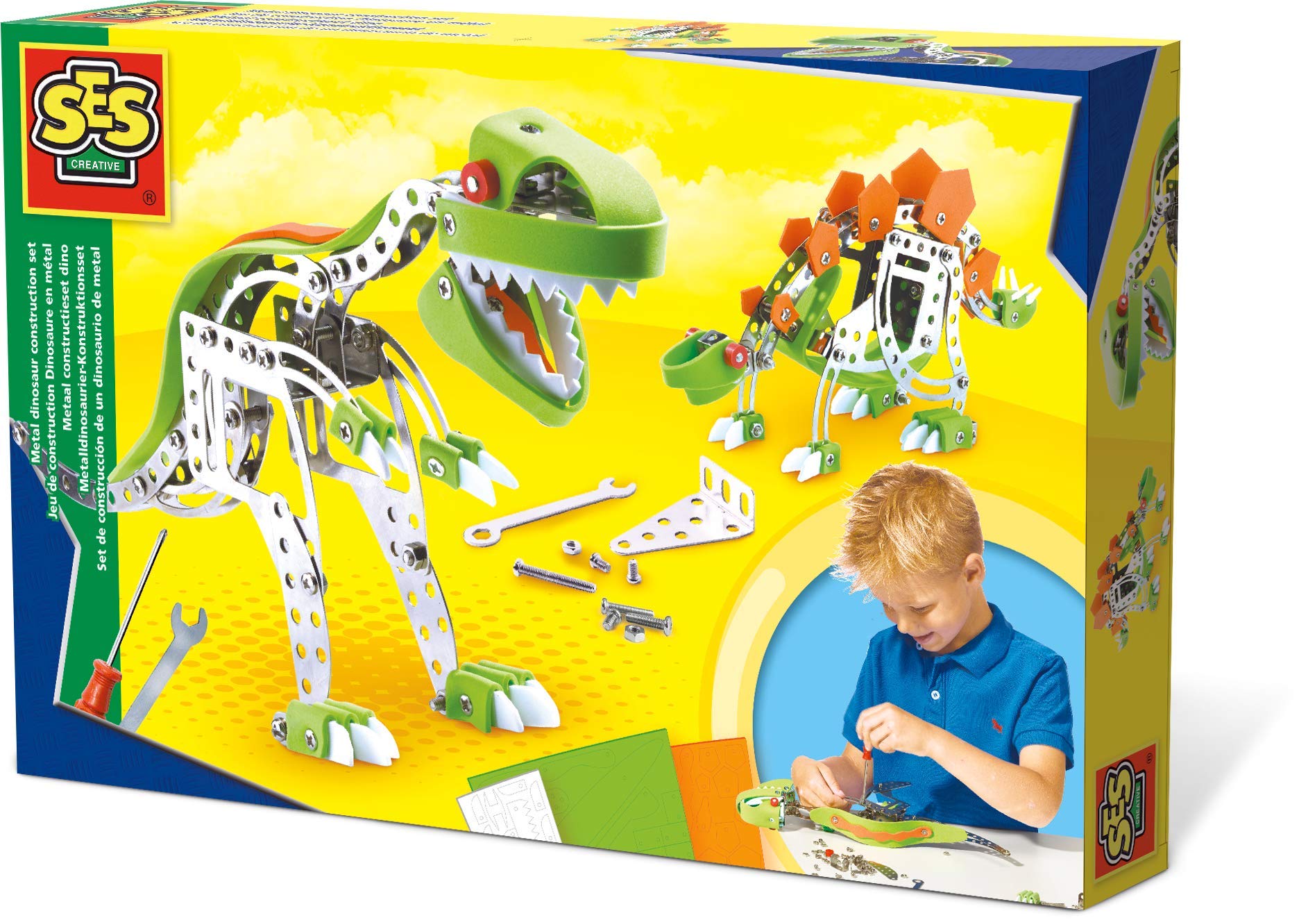 SES Creative 14958 Metal Dinosaur Construction Set, Mixed