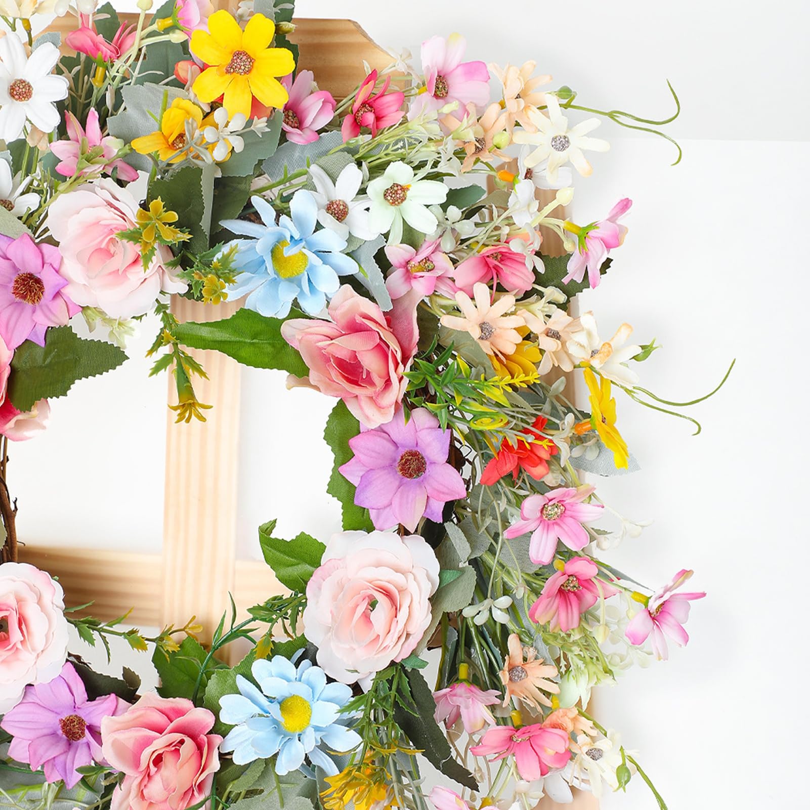 Fockety di Fiori Artificiali per Porta, Ghirlanda Primaverile 17 Pollici,