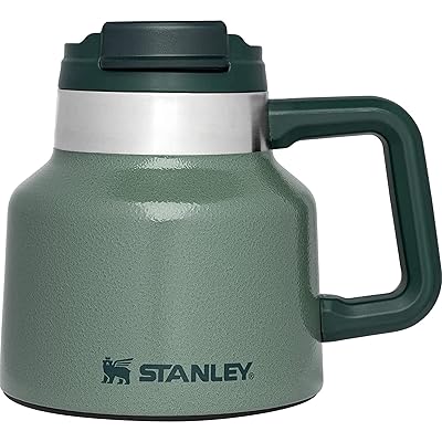 STANLEY Tough-To-Tip Admiral's Mug 20 oz | Twist-on Flip Open Lid | Wide Body with Non-Skid Rubber Base | Insulated Stainless Steel Coffee Cup | BPA-Free