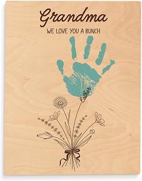 Personalized Mothers Day Handprint Sign - DIY Handprints Floral Plaque with Custom Names - 3 Sizes, Ideal Gift for Moms and Grandmas - 1 Handprint