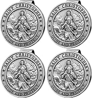 Vista 8 de Medalla de San Cristóbal para automóvil, clip de metal para visera de automóvil de San Cristóbal, regalos para hombres católicos, talismán