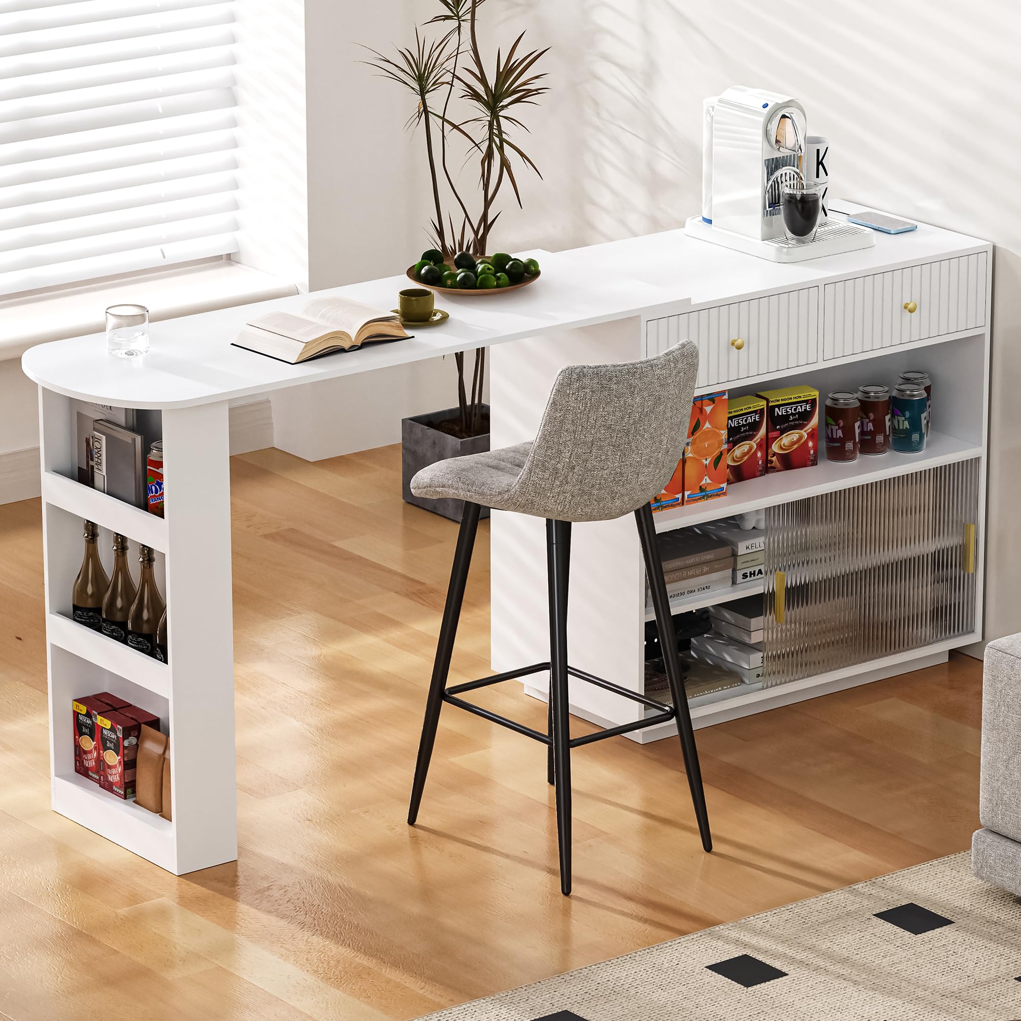 Mesa de bar extensible para cenas con amigos y desayunos en cocinas pequeñas