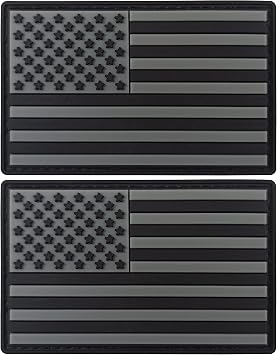JBCD All Black American Flag Patch Black USA Tactical Patch - PVC Rubber Hook and Loop Fastener Patch, 2 Pack