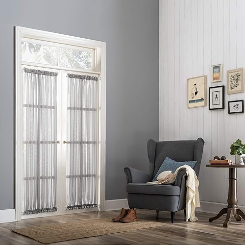 Miniatura 5 de No. 918 Emily - Cortina de gasa transparente con bolsillo para barra, 59 x 40 pulgadas, color gris plateado