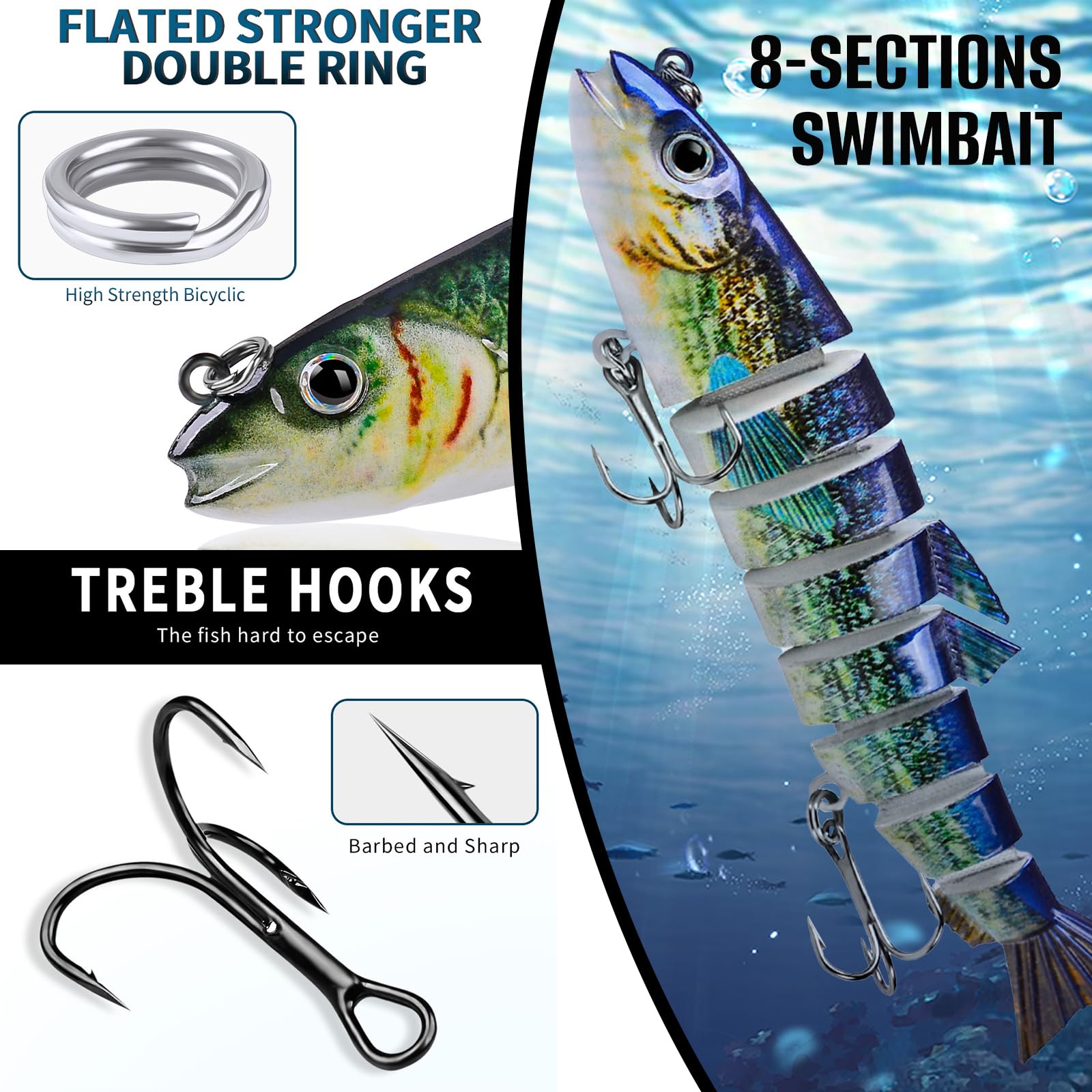 MEJOSER 3 Pezzi Set Esche Artificiali Spinning con Scatola Esca Finta MEJOSER 3 Pezzi Set Esche Artificiali Spinning con Scatola Esca Finta