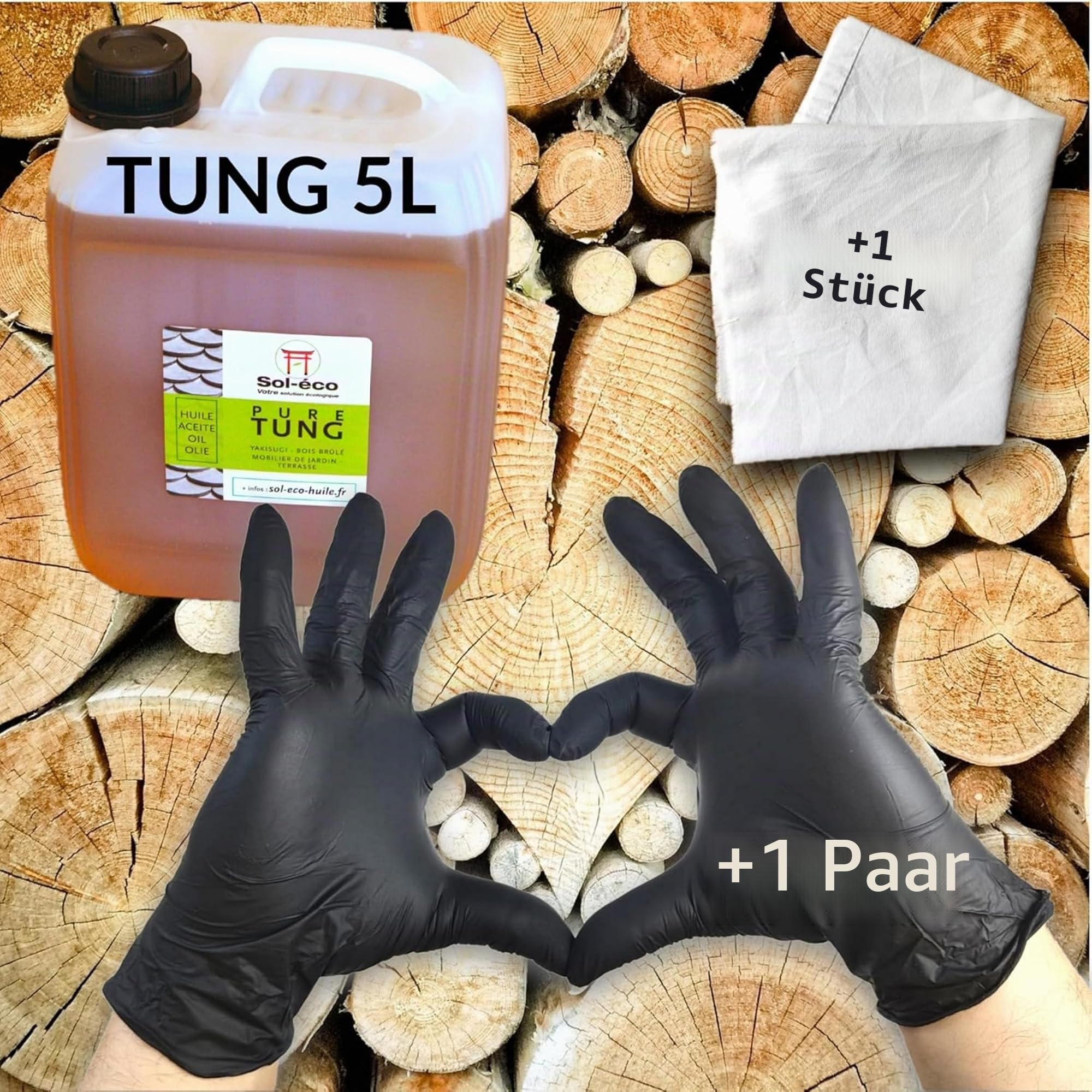 (Sol-éco) reines Tungöl - Schutz und Pflege von Holz - 5L | Holz Innen/Außen - Gartenmöbel, Arbeitsplatte, Terrasse, Küche, Schneidebretter, Teakholz, Parkettboden