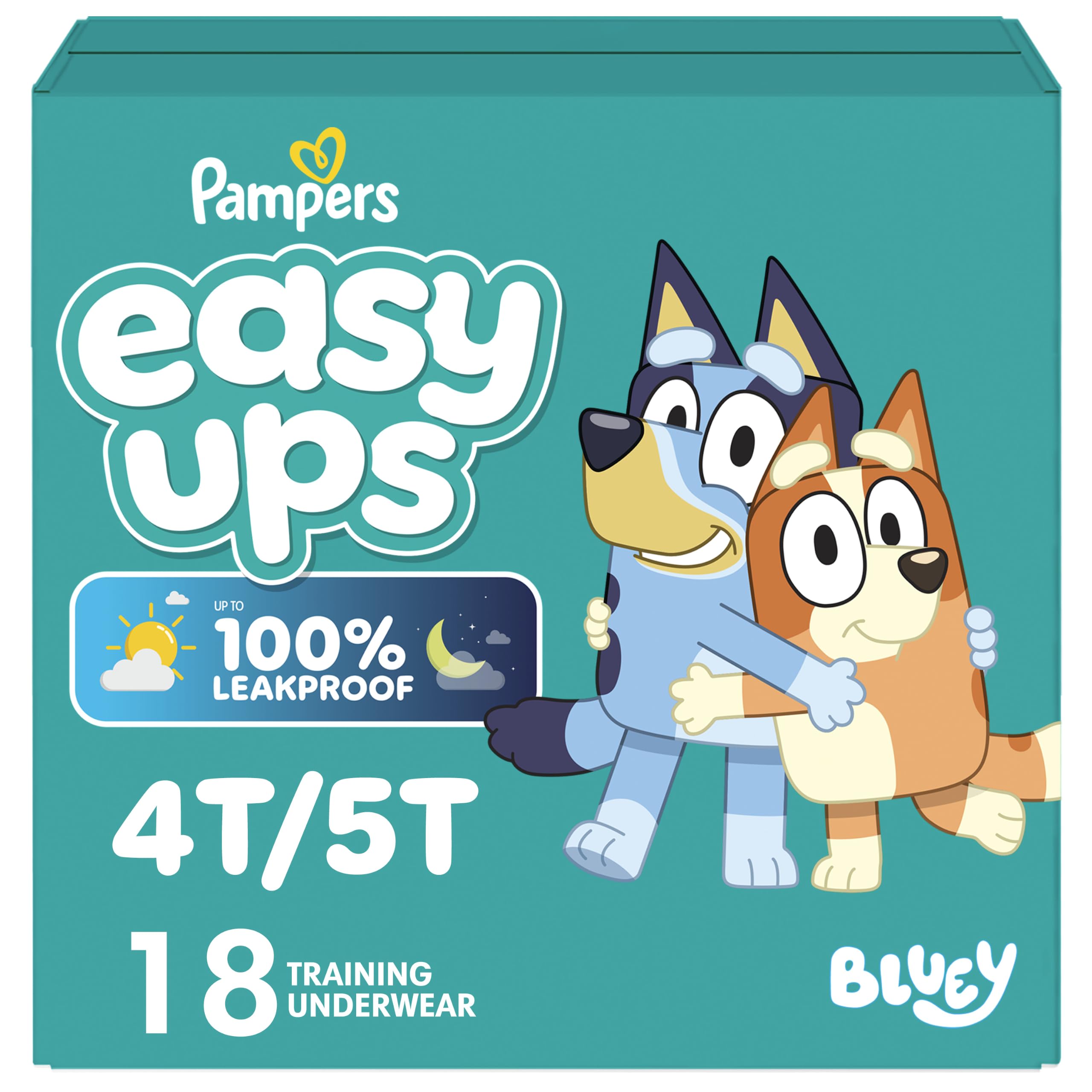 Easy Ups Girls &amp; Boys Potty Training Pants, Size 6 (4T-5T), 18 Count, Bluey Absorbent Pull Up Training Underwear, Up to 100% Leakproof Day and Night, Hypoallergenic