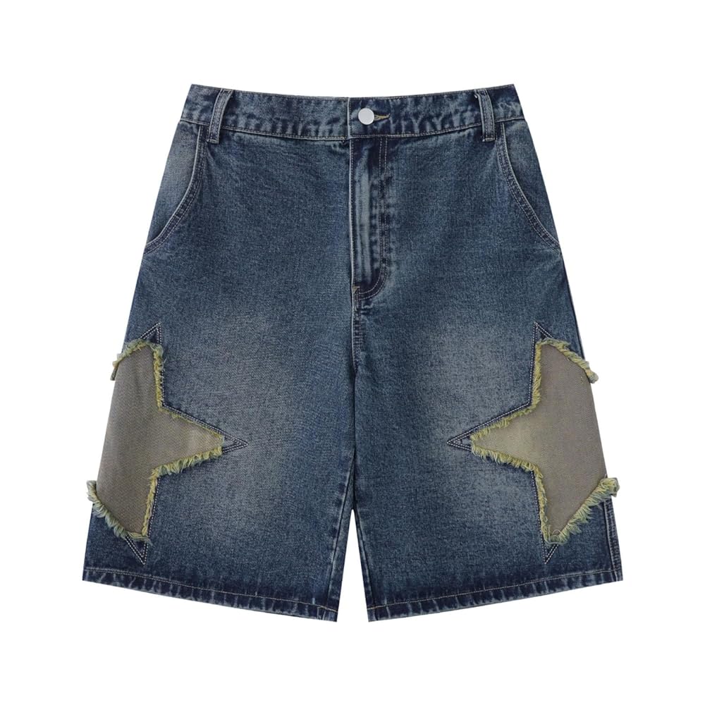POHADON Y2K Blue Denim Shorts Summer Casual Loose Straight