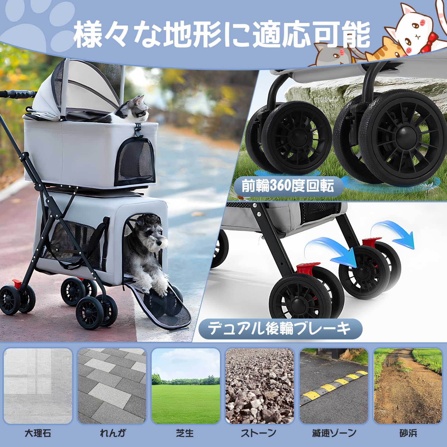 Amazon.co.jp: OXSITO ペットカート 2段式 分離型 多頭飼い対応 軽量