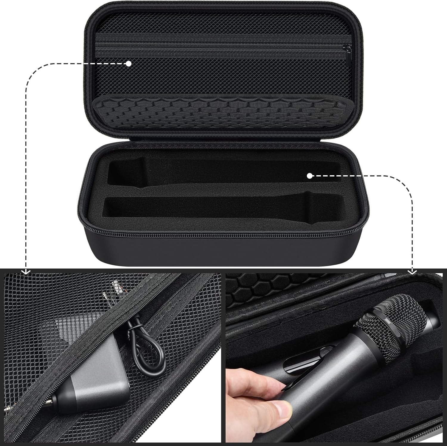 Wireless Microphone Case Compatible with JBL Wireless Two Microphone/for JBL Partybox, Handheld Dual Mic Travel Storage Bag for Receiver, Batteries and Other Accessories - Black (Box Only) - Image 3