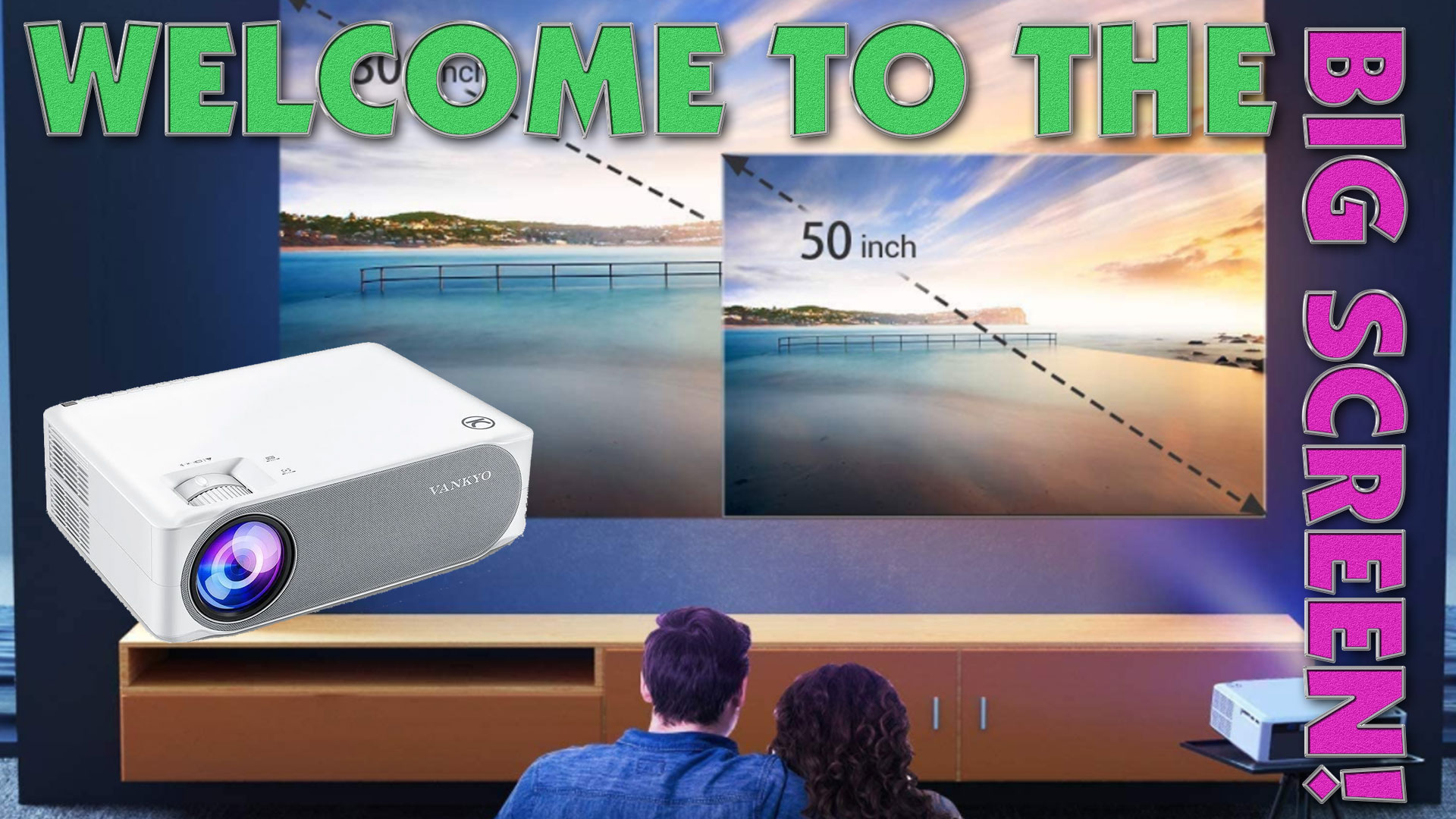 プロジェクター　　vankyo　E19　V630 VANKYO Performance V630W Native 1080P Projector with Screen | Full
